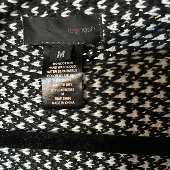 lovposh Black and White Open Front Cardigan - Picture 2 of 2